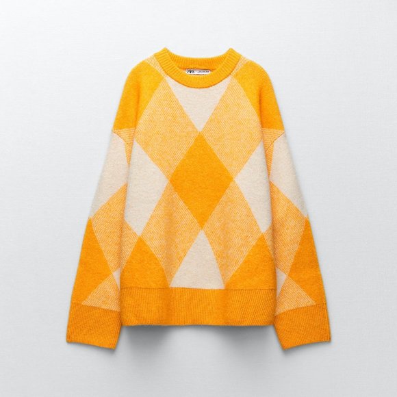 Zara Argyle Jacquard Knit Sweater - Picture 5 of 8